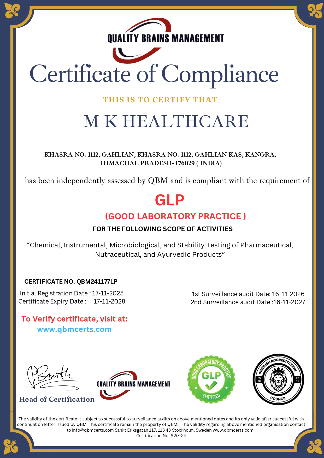 GLP Certificate